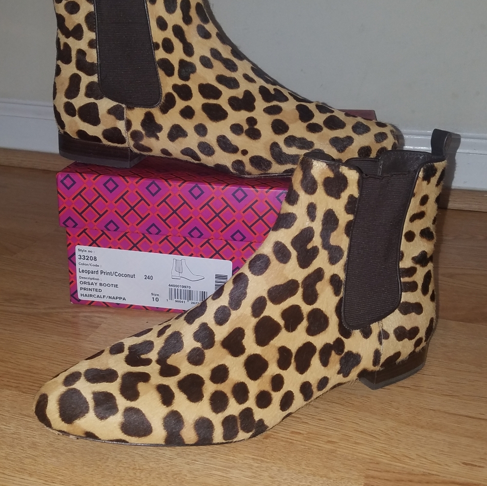 TORY BURCH 'Orsay' Ankle Leopard Print Booties